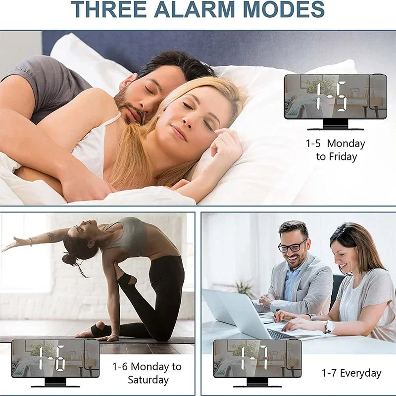 Reloj despertador digital con proyección LED para techo: ¡Hora, temperatura y luz de fondo siempre visibles!