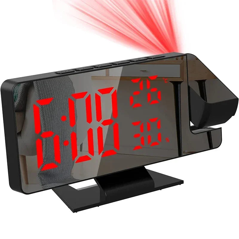 Reloj despertador digital con proyección LED para techo: ¡Hora, temperatura y luz de fondo siempre visibles!